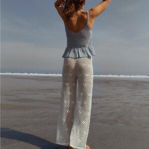 Zara White Crochet Wide Leg Pants